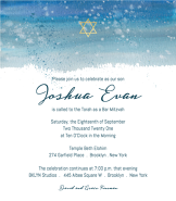 Blue Watercolor Band Bar Mitzvah Invitation